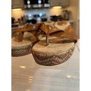 B.O.C. Flat Leather Strappy Colorful Platform Sandals - Size 9